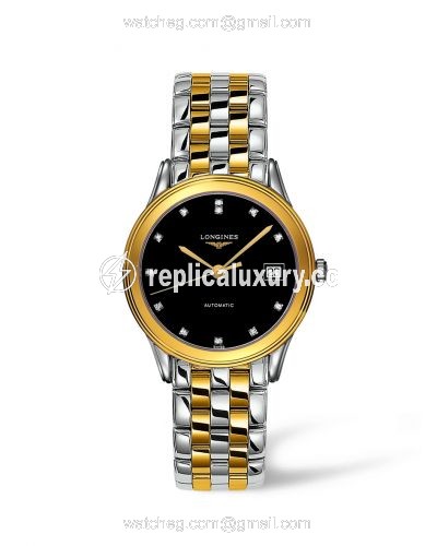 Longines Flagship 35.6 Automatic Two Tone Black Diamond L4.774.3.57.7