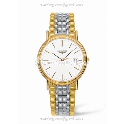 Longines Presence 38.5 Quartz Yellow Stick Bracelet Two Tone L4.790.2.12.7