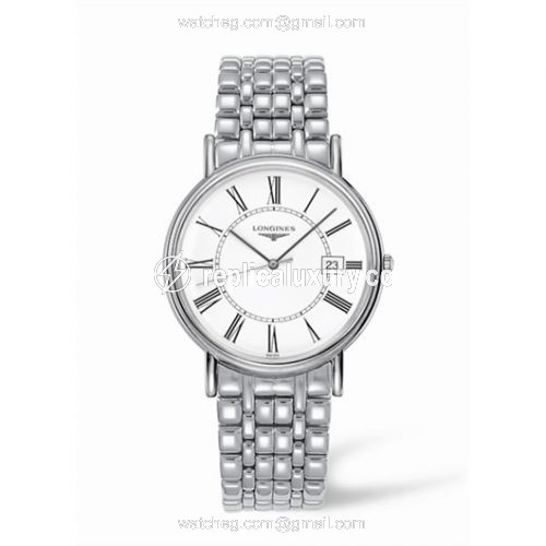 Longines Presence 38.5 Quartz Stainless Steel Roman Bracelet L4.790.4.11.6