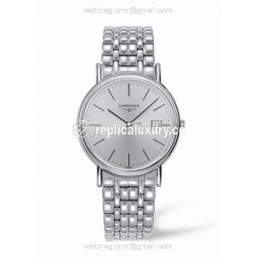 Longines Presence 38.5 Quartz Stainless Steel Grey Bracelet L4.790.4.72.6