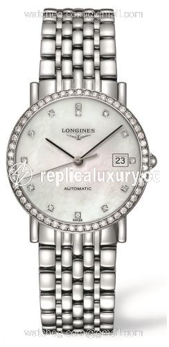 Longines Elegant Collection 34.5 Automatic Stainless Steel / Diamond / MOP / Bracelet L4.809.0.87.6