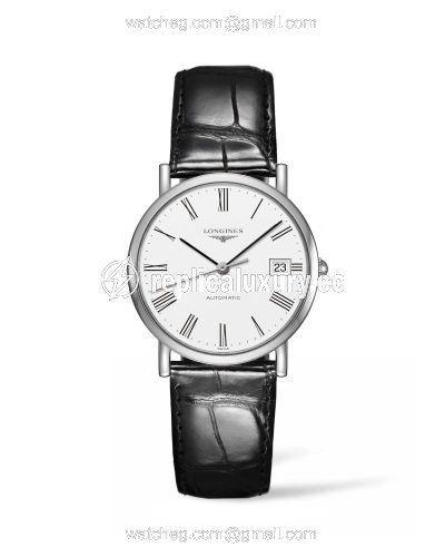 Longines Elegant Collection 34.5 Automatic Stainless Steel / White / Strap L4.809.4.11.2