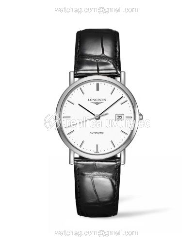 Longines Elegant Collection 34.5 Automatic Stainless Steel / White / Strap L4.809.4.12.2