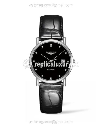 Longines Elegant Collection 34.5 Automatic Stainless Steel / Black / Strap L4.809.4.57.2