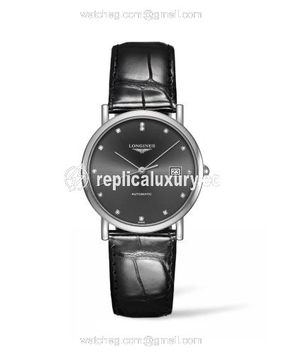 Longines Elegant Collection 34.5 Automatic Stainless Steel / Grey / Strap L4.809.4.78.2