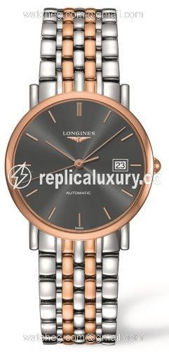 Longines Elegant Collection 34.5 Automatic Stainless Steel / Red Gold / Grey L4.809.5.72.7