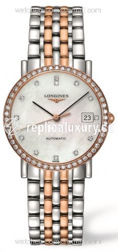 Longines Elegant Collection 34.5 Automatic Stainless Steel / Red Gold / Diamond / MOP L4.809.5.88.7
