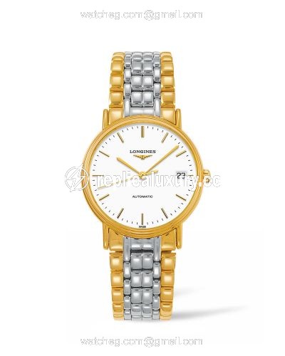 Longines Presence Automatic 34.5mm Stainless Steel / PVD Gold / White / Bracelet L4.821.2.12.7