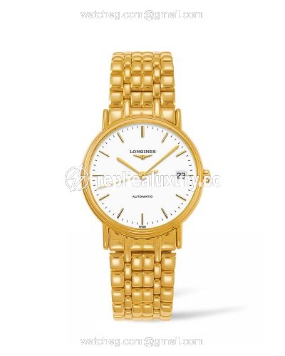 Longines Presence Automatic 34.5mm Stainless Steel / PVD Gold / White / Bracelet L4.821.2.12.8