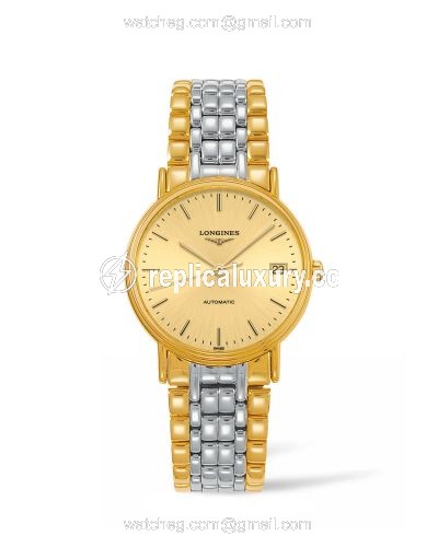 Longines Presence Automatic 34.5mm Stainless Steel / PVD Gold / Champagne / Bracelet L4.821.2.32.7