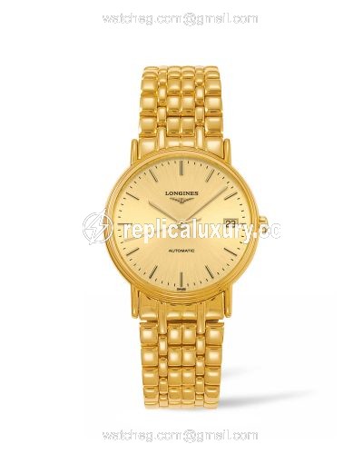Longines Presence Automatic 34.5mm Stainless Steel / PVD Gold / Champagne / Bracelet L4.821.2.32.8