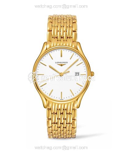 Longines Lyre Quartz 38.5mm PVD Gold / White / Bracelet L4.859.2.12.8