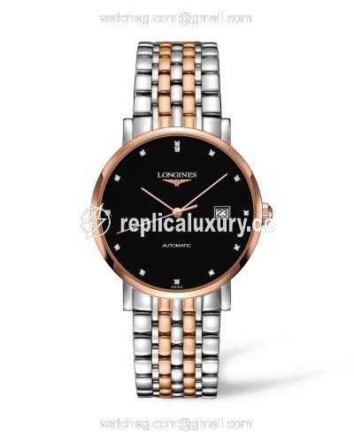 Longines Elegant Collection Automatic 9 Stainless Steel / Red Gold / Black L4.910.5.57.7
