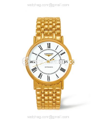 Longines Presence 38.5 Automatic Yellow Gold PVD / White / Bracelet L4.921.2.11.8