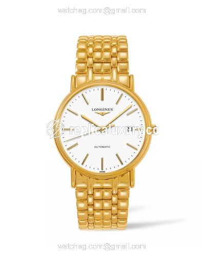Longines Presence 38.5 Automatic Yellow Gold PVD / White / Bracelet L4.921.2.12.8