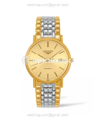 Longines Presence 38.5 Automatic Yellow Gold PVD / Champagne / Bracelet L4.921.2.32.7