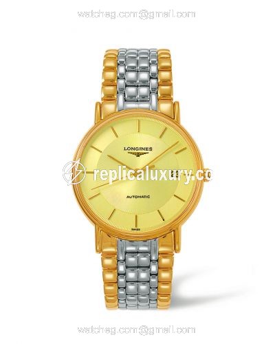 Longines Presence 38.5 Automatic Yellow Gold PVD / Champagne / Bracelet L4.921.2.42.7