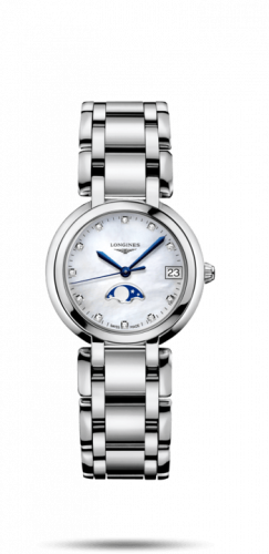 Longines PrimaLuna 30.5 Quartz Moonphase Stainless Steel / MOP-Diamond / Bracelet L8.115.4.87.6