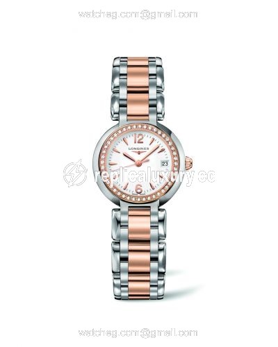 Longines PrimaLuna Quartz 26.5 Two Tone Pink Diamond L8.110.5.19.6