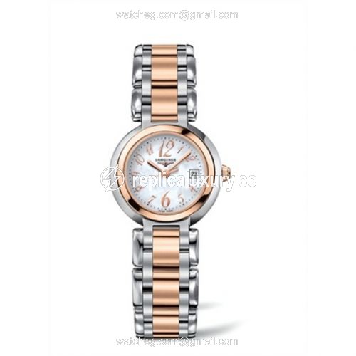 Longines PrimaLuna Quartz 26.5 Two Tone Pink Funky MOP L8.110.5.83.6