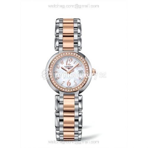 Longines PrimaLuna Quartz 26.5 Two Tone Diamond Funky MOP L8.110.5.88.6