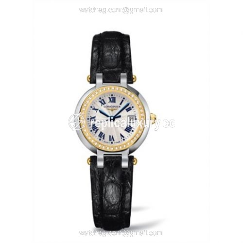 Longines PrimaLuna Quartz 26.5 Two Tone Leather Diamond L8.110.5.95.2