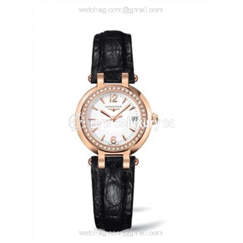 Longines PrimaLuna Quartz 26.5 Pink Gold Leather Diamond Arabic L8.110.9.16.2