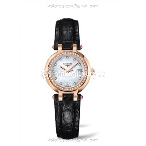 Longines PrimaLuna Quartz 26.5 Pink Gold Leather Diamond MOP L8.110.9.87.2