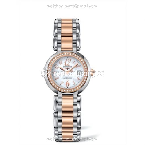 Longines PrimaLuna Automatic 26.5 Two Tone Pink Diamond Funky MOP L8.111.5.88.6