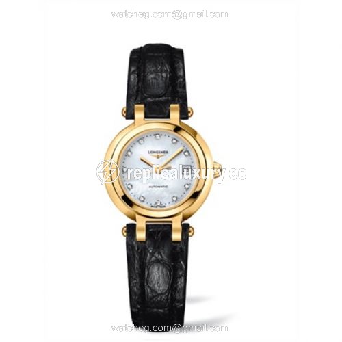 Longines PrimaLuna Automatic 26.5 Yellow Gold Leather MOP L8.111.6.87.2