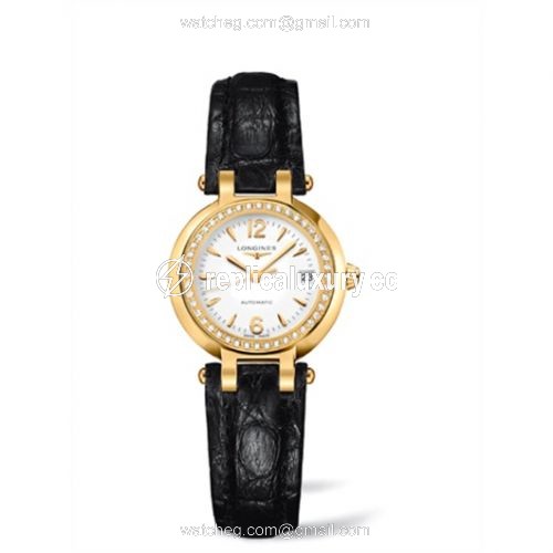 Longines PrimaLuna Automatic 26.5 Yellow Gold Diamond Leather Arabic L8.111.7.16.2