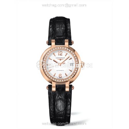 Longines PrimaLuna Automatic 26.5 Pink Gold Leather Diamond Arabic L8.111.9.16.2