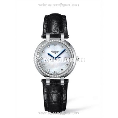 Longines PrimaLuna Quartz 30 Leather Diamond MOP L8.112.0.87.2