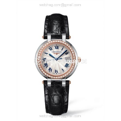 Longines PrimaLuna Quartz 30 Two Tone Pink Diamond Leather L8.112.5.79.2