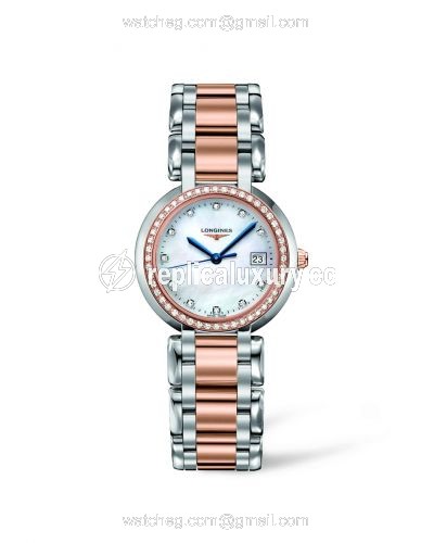 Longines PrimaLuna Quartz 30 Two Tone Pink Diamond MOP L8.112.5.89.6