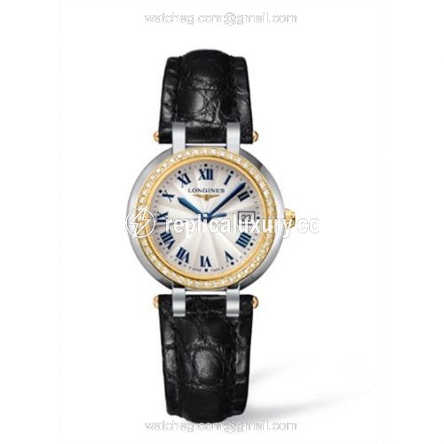 Longines PrimaLuna Quartz 30 Two Tone Diamond Leather L8.112.5.95.2