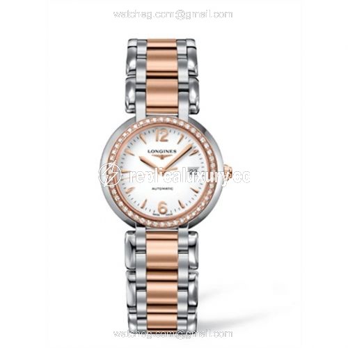 Longines PrimaLuna Automatic 30 Two Tone Pink Diamond Arabic L8.113.5.19.6