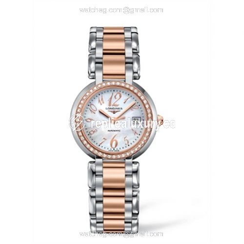 Longines PrimaLuna Automatic 30 Two Tone Pink Diamond Funky MOP L8.113.5.88.6