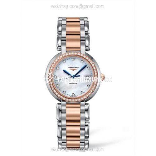Longines PrimaLuna Automatic 30 Two Tone Pink Diamond MOP L8.113.5.89.6