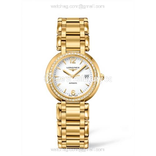 Longines PrimaLuna Automatic 30 Yellow Gold Diamonds Arabic L8.113.7.16.6