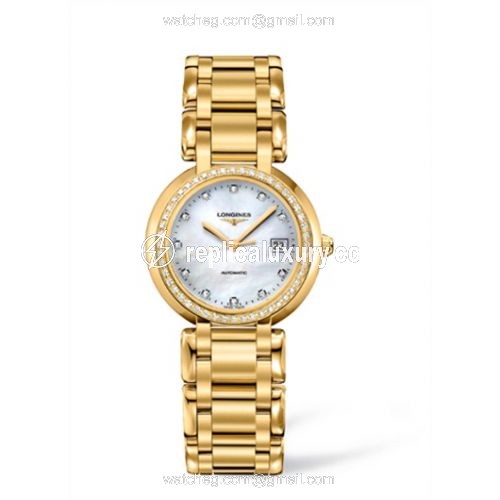 Longines PrimaLuna Automatic 30 Yellow Gold Diamond MOP L8.113.7.87.6