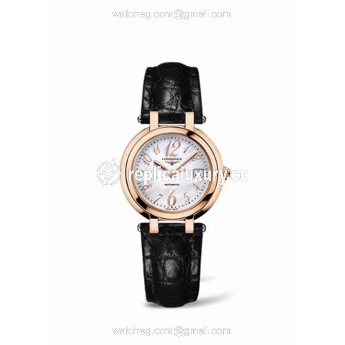 Longines PrimaLuna Automatic 30 Pink Gold Leather Funky MOP L8.113.8.83.2