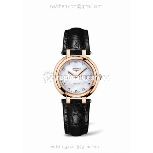 Longines PrimaLuna Automatic 30 Pink Gold Leather MOP L8.113.8.87.2