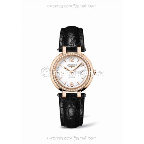 Longines PrimaLuna Automatic 30 Pink Gold Diamond Leather Arabic L8.113.9.16.2