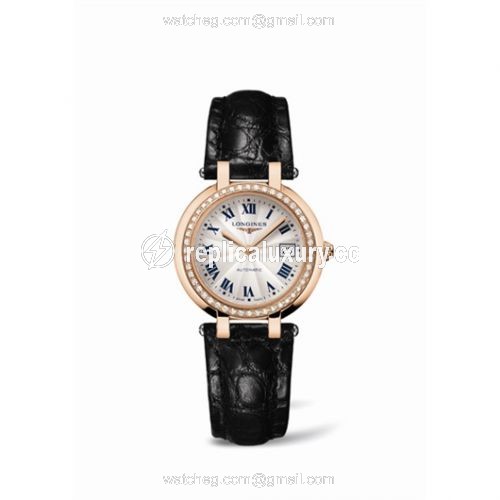 Longines PrimaLuna Automatic 30 Pink Gold Diamond Leather L8.113.9.78.2