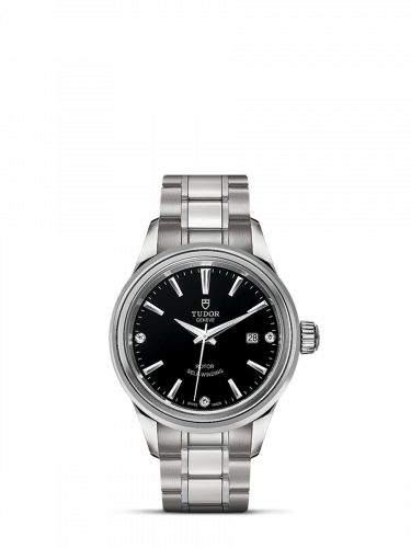Tudor Style 28 Stainless Steel / Black-Diamond / Bracelet M12100-0004