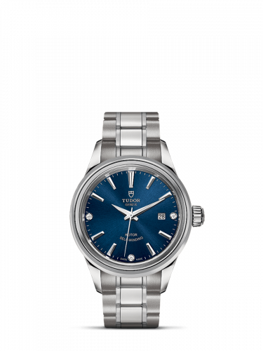 Tudor Style 28 Stainless Steel / Blue-Diamond / Bracelet M12100-0013