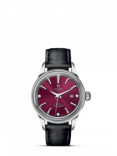 Tudor Style 28 Stainless Steel / Burgundy-Diamond / Strap M12100-0016