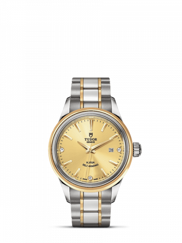 Tudor Style 28 Stainless Steel / Yellow Gold / Champagne-Diamond / Bracelet M12103-0004