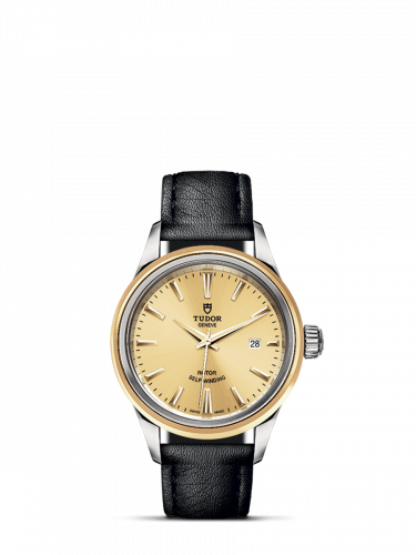 Tudor Style 28 Stainless Steel / Yellow Gold / Champagne / Strap M12103-0007